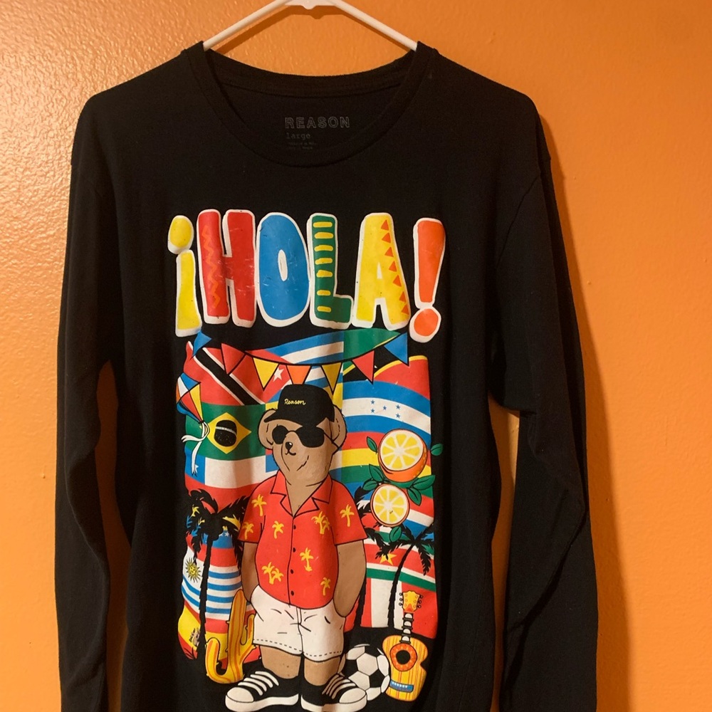 (Size L) Black Reason Brand Long Sleeve HOLA Tee